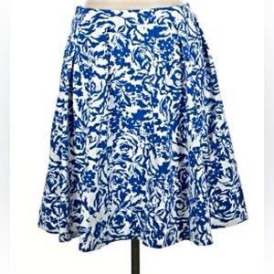 Adrienne Vittadini Blue and White pleated twirl Women's Skirt - small